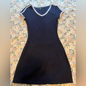 Wild Fable Navy and White V-Neck Mini Dress